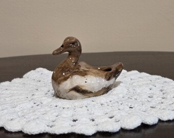 Vintage Juanita Ware Ohio Art Pottery Duck Toothpick Holder Trinket Dish