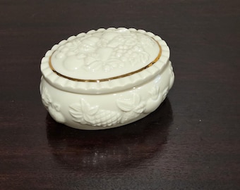 Lenox Porcelain 'Fruits of Life' Oval Trinket Box Vintage 1998