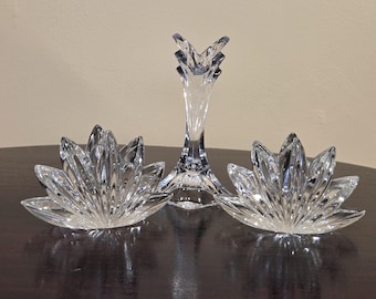 Mikasa Lead Crystal Candlestick Holders. Set of 2 Fleurisse plus a single Art Deco Style