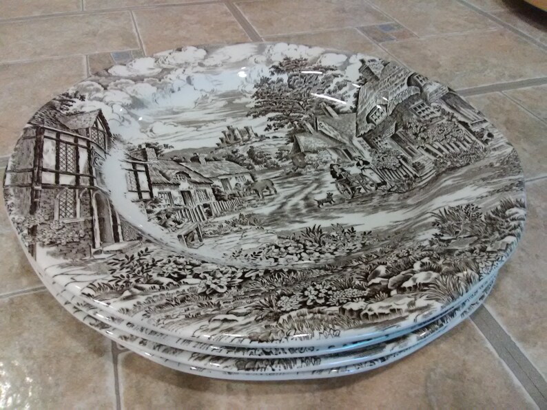 Vintage Enoch Wedgwood tunstall Ltd. Old English Village Brown and