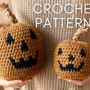Crochet Pumpkin Pattern Halloween Jack-o&#39;-Lantern, Fall Amigurumi Pumpkin Plushie Pillow