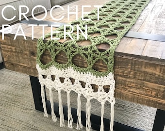 Table Runner Crochet Pattern, Honey Locust Table Runner, Cotton Yarn, Gift Idea, Mother's Day Gift, Dining Room Table