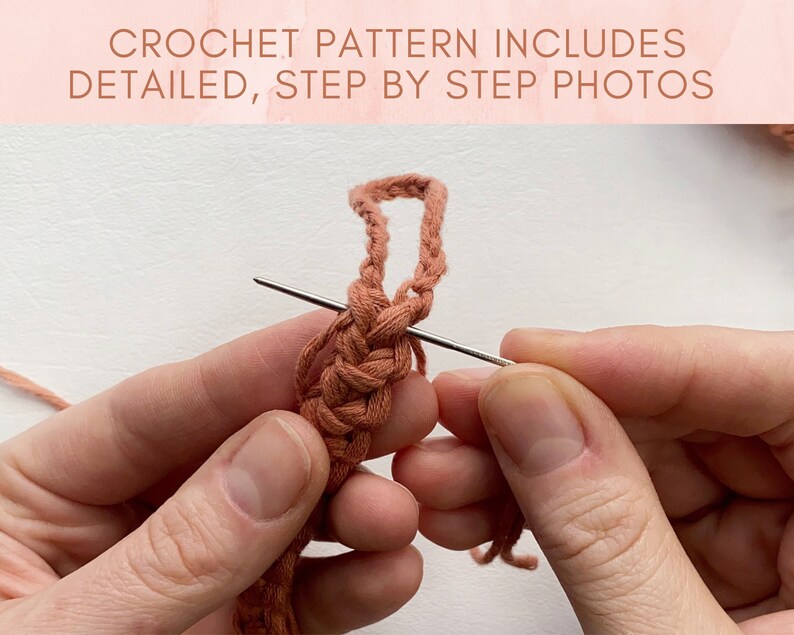 May include: Close-up of a person's hands crocheting with a brown yarn. The crochet hook is visible in the image.