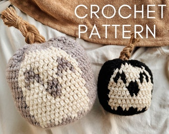 Crochet Ghost Pumpkin Pattern, Jack-o'-Lantern Halloween Pattern, Fall Amigurumi Spooky Pillow Plushie