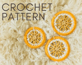 CROCHET PATTERN | Christmas Ornament Crochet Pattern, Citrus Orange Slice Holiday Garland