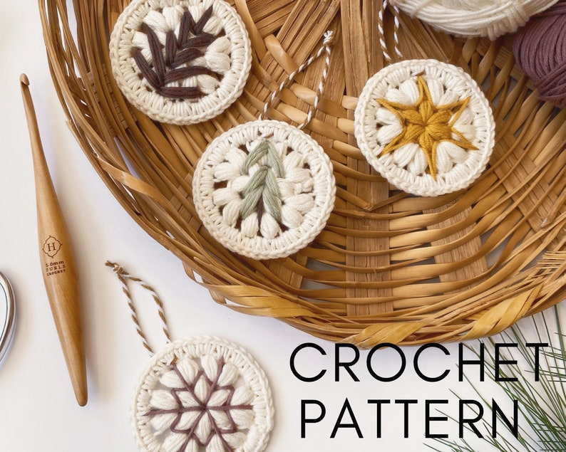 Crochet Christmas Ornament Pattern, Mini Holiday Snowflake Pattern image 1