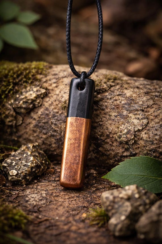 Shungite Copper Pendant Necklace – Handmade Grounding Talisman, Natural Stone Jewelry