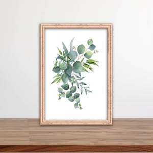 Eucalyptus Wall Art. Eucalyptus Digital Print. Watercolor Greenery. Minimalist Modern Home Decor.