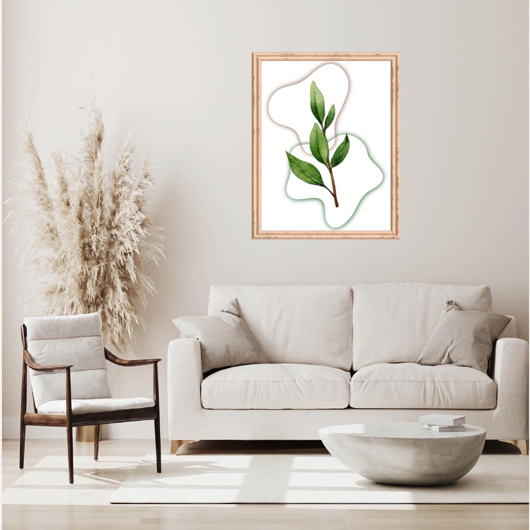 Boho Abstract Botanical Art Print: Minimalist Greenery Decor - Etsy