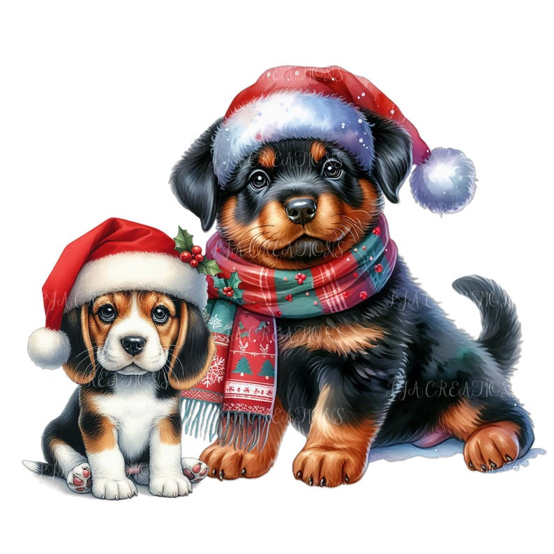 Christmas Watercolor Dog Clip Art Bundle | Festive Puppy Illustrations ...
