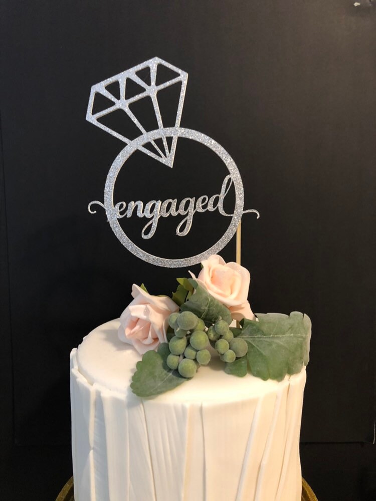 Engaged cake topper .. cake topper engagement .. Etsy