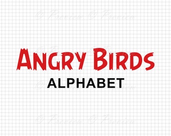 Buy 2 Get 1 Free! Digital Clipart Angry Birds Alphabet, black silhouette, modern font monogram images png/eps/svg/dxf/pdf/studio cut files