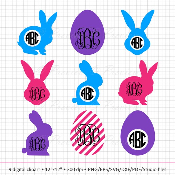Download Free Buy 2 Get 1 Free Digital Clipart Easter Bunny Monogram Frame Etsy SVG Cut Files