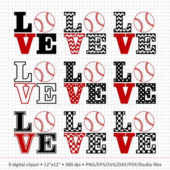Buy 2 Get 1 Free Digital Clipart Love Baseball Monogram Ball Etsy