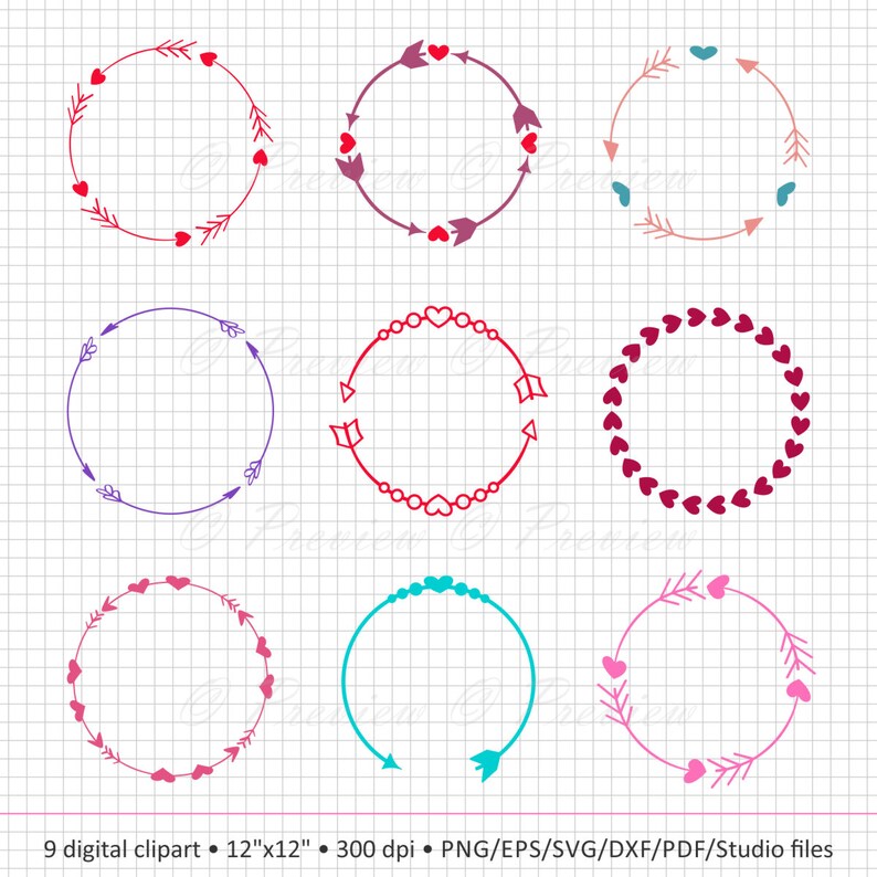 Download Buy 2 Get 1 Free Digital Clipart Heart Arrow Frames ...