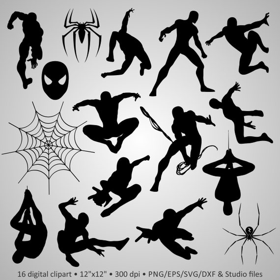 Download Buy 2 Get 1 Free Digital Clipart Silhouettes Spiderman ...