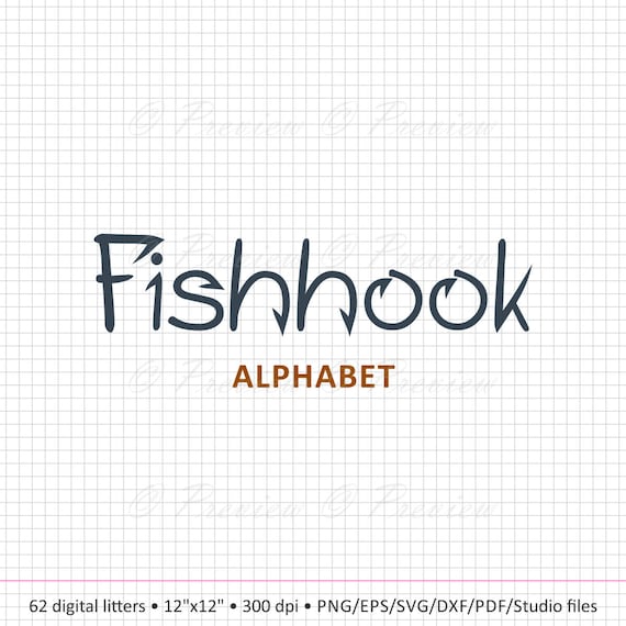 Download Buy 2 Get 1 Free Digital Clipart Fishhook Alphabet Monogram Etsy