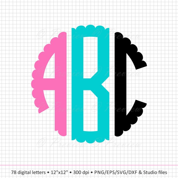 Buy 2 Get 1 Free Digital Clipart Scalloped Circle Alphabet Etsy