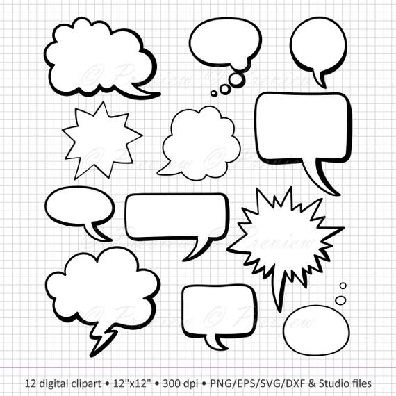 Buy 2 Get 1 Free Digital Clipart Speech Bubbles Monogram Etsy