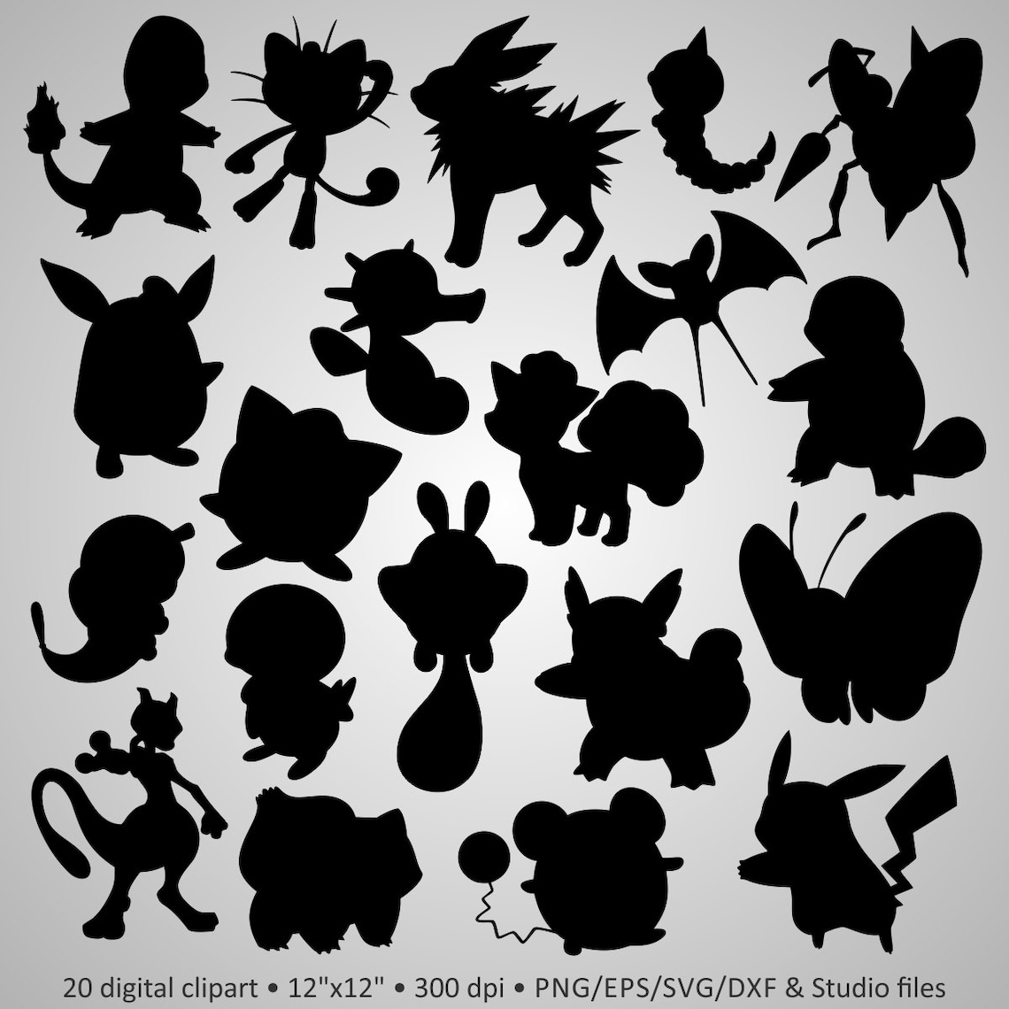 Acheter 2 Get 1 Free Digital Clipart Pokemon Silhouettes | Etsy