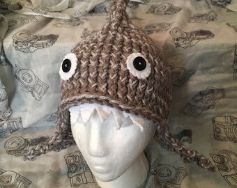 Knit Shark Hat Etsy - shark knit hat roblox
