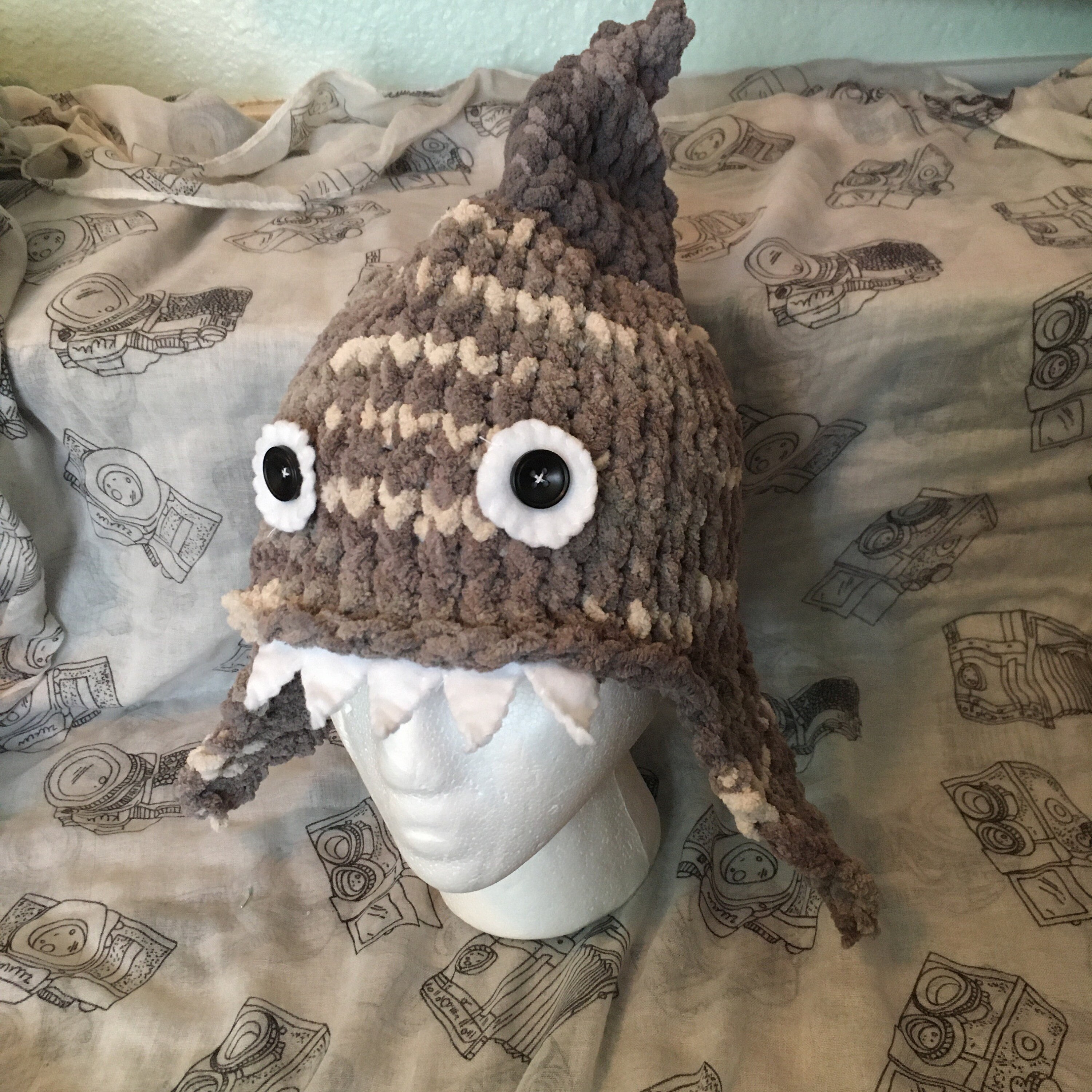 Knit Shark Hat Etsy