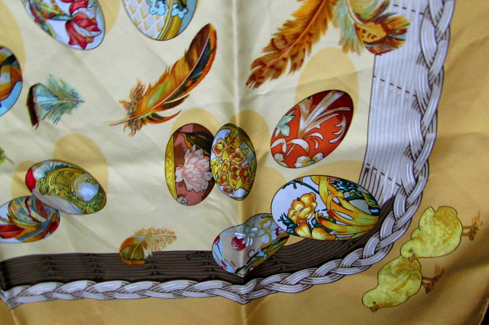 Vintage Hermes Silk Scarf Easter Egg Chicks La Couvee D'hermes