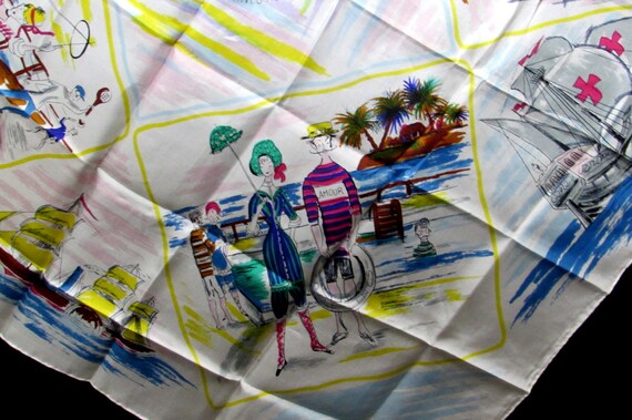 home lines cruise line vintage silk scarf souvenir