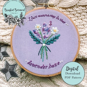 Motif PDF de broderie inspiré de la musique florale de lavande