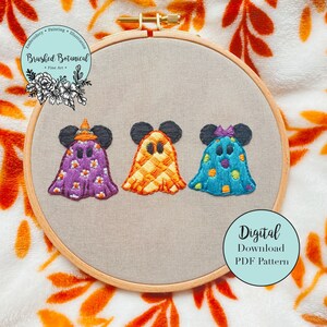 Spooky Mouse Ghosts Embroidery PDF Pattern