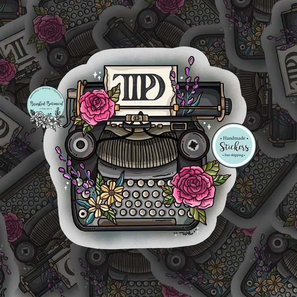 Taylor Swift "The Tortured Poets Department" Floral Typewriter Sticker
