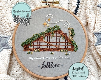 Folk Cabin Inspired Embroidery PDF Pattern