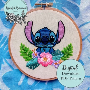 Tropical Floral Space Alien Embroidery PDF Pattern