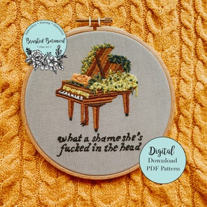 Mossy Piano Music Inspired Embroidery PDF Pattern
