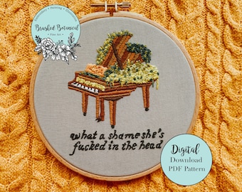 Mossy Piano Music Inspired Embroidery PDF Pattern