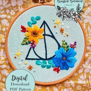 Floral Zauberer Symbol Stickmuster, PDF Anleitung