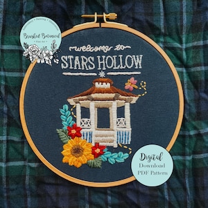 Floral TV Show Gazebo Embroidery PDF Pattern
