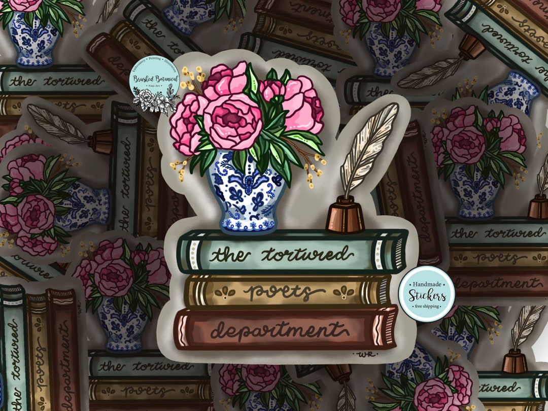 Floral Music Poet Book Stack Sticker - Etsy