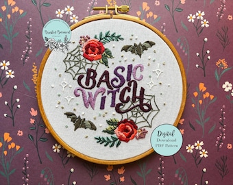 Halloween "Basic Witch" Embroidery PDF Pattern