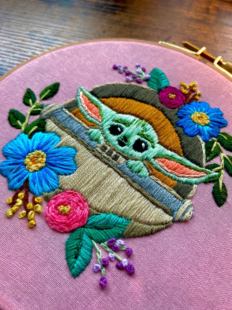 Floral Baby Yoda Embroidery PDF Pattern Etsy