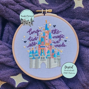 Purple Era Music Magical Castle Embroidery PDF Pattern