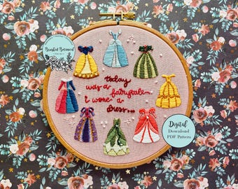 Fairytale Princess Dresses Embroidery PDF Pattern