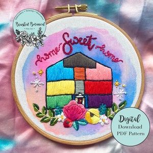 Floral Love House Music Inspired Embroidery PDF Pattern
