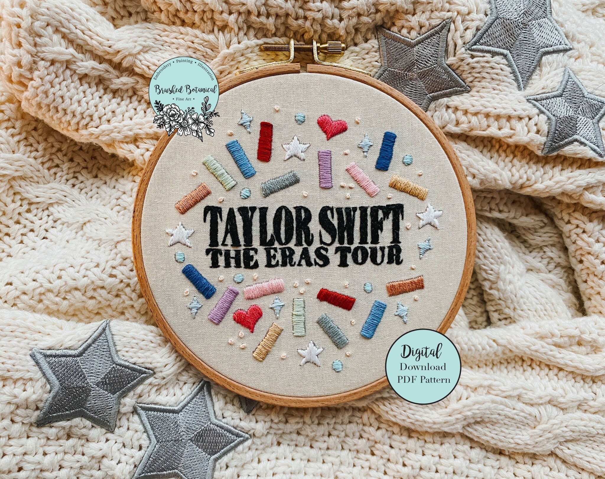Tour Confetti Inspired Embroidery PDF Pattern