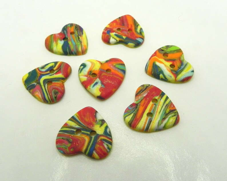 Hearts multi colored swirls, 3/4 x 3/4 High quality, durable, lightweight. Perfect for knitting, jewelry, crochet and sewing. BT129 image 2