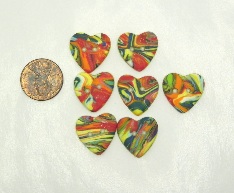 Hearts multi colored swirls, 3/4 x 3/4 High quality, durable, lightweight. Perfect for knitting, jewelry, crochet and sewing. BT129 image 6