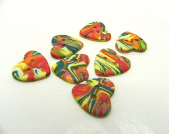 Hearts multi colored swirls, 3/4 x 3/4 High quality, durable, lightweight. Perfect for  knitting, jewelry, crochet and sewing. BT129