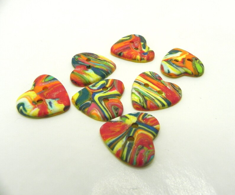Hearts multi colored swirls, 3/4 x 3/4 High quality, durable, lightweight. Perfect for knitting, jewelry, crochet and sewing. BT129 image 1