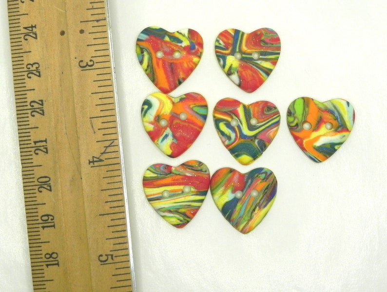 Hearts multi colored swirls, 3/4 x 3/4 High quality, durable, lightweight. Perfect for knitting, jewelry, crochet and sewing. BT129 image 5