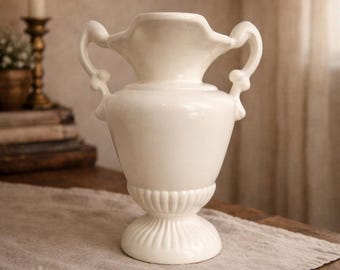 Grand vase urne Royal Haeger ivoire émaillé